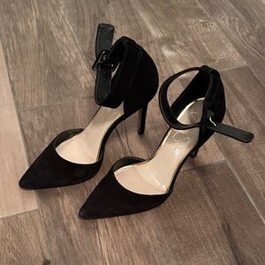 Jessica Simpson Black Suede Ankle Strap Heels Size 7.5